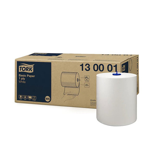 Lavete din hartie pe rola Basic Paper, 250 m, albe - Tork