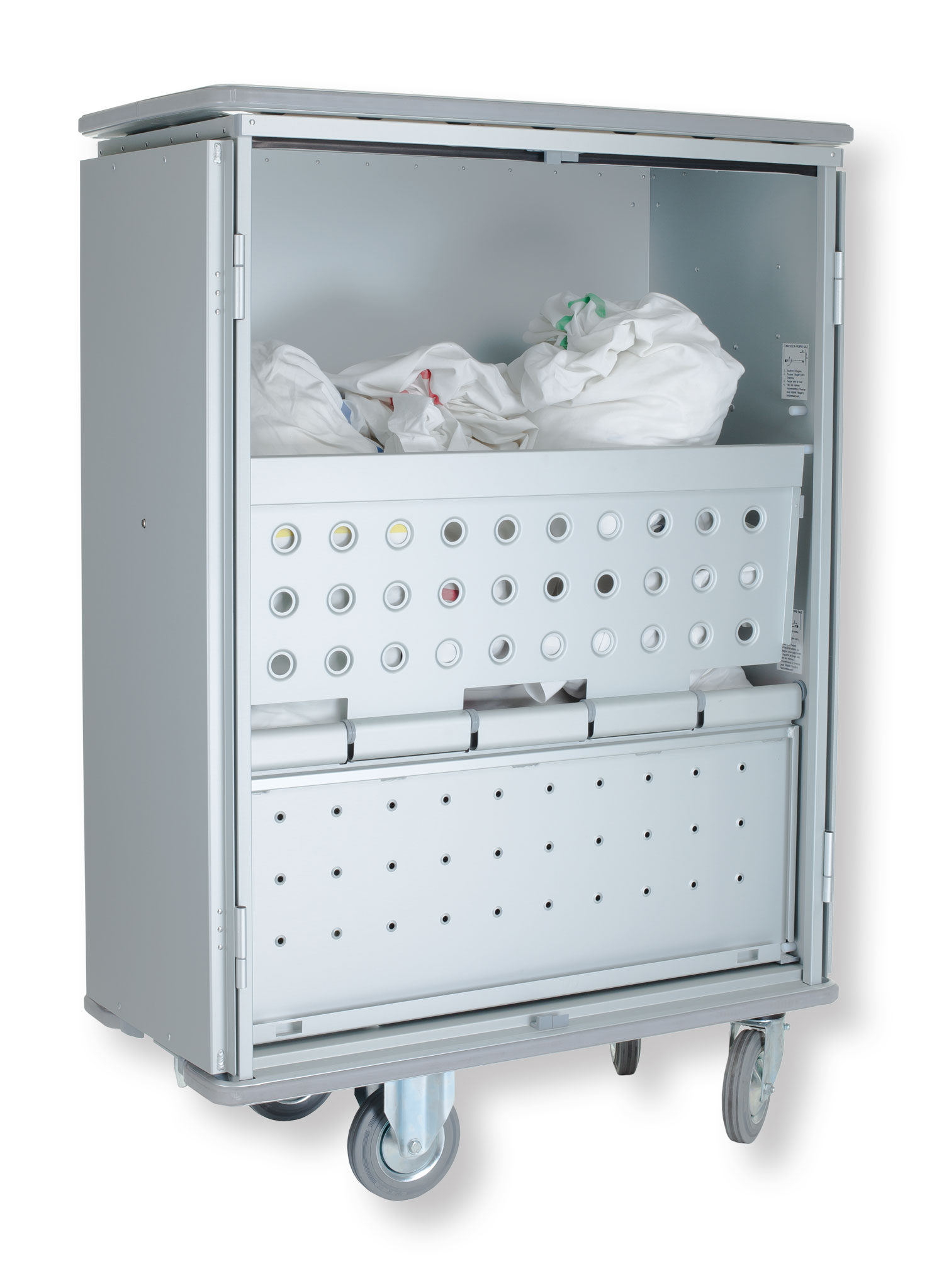 Carucior tip dulap cu 2 rafturi si bara superioara de protectie, 883 L - ALVI