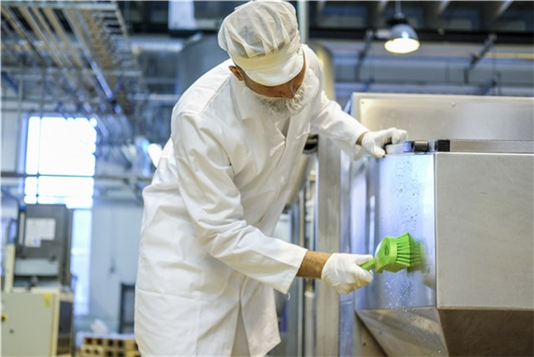 Perie cu maner scurt, peri duri, 270 mm, albastra - Vikan