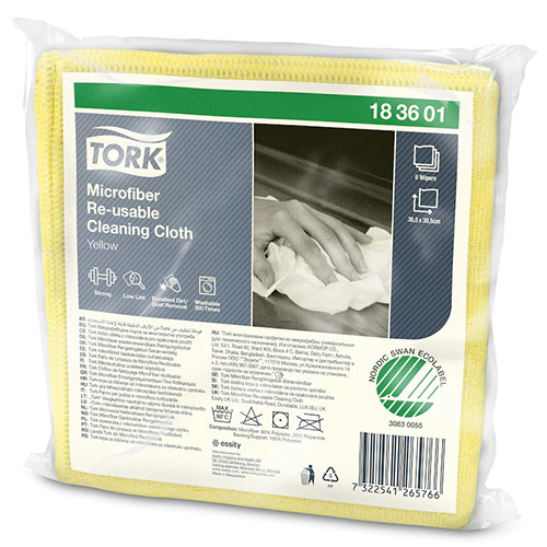 Laveta din microfibra Microfibre Reusable, galben - Tork