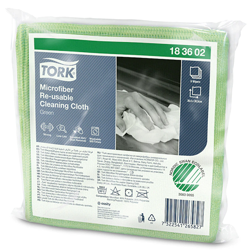 Laveta din microfibra Microfibre Reusable, verde - Tork