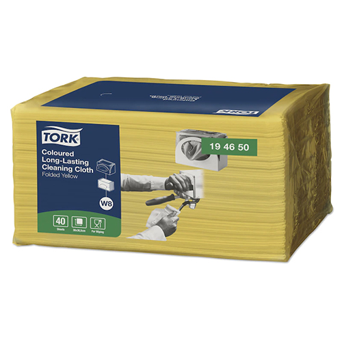 Lavete multifunctionale pliate pentru utilizare indelungata Long-Lasting, albastru- Tork galben 