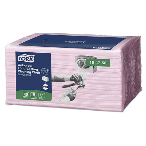 Lavete multifunctionale pliate pentru utilizare indelungata Long-Lasting, albastru- Tork rosu 
