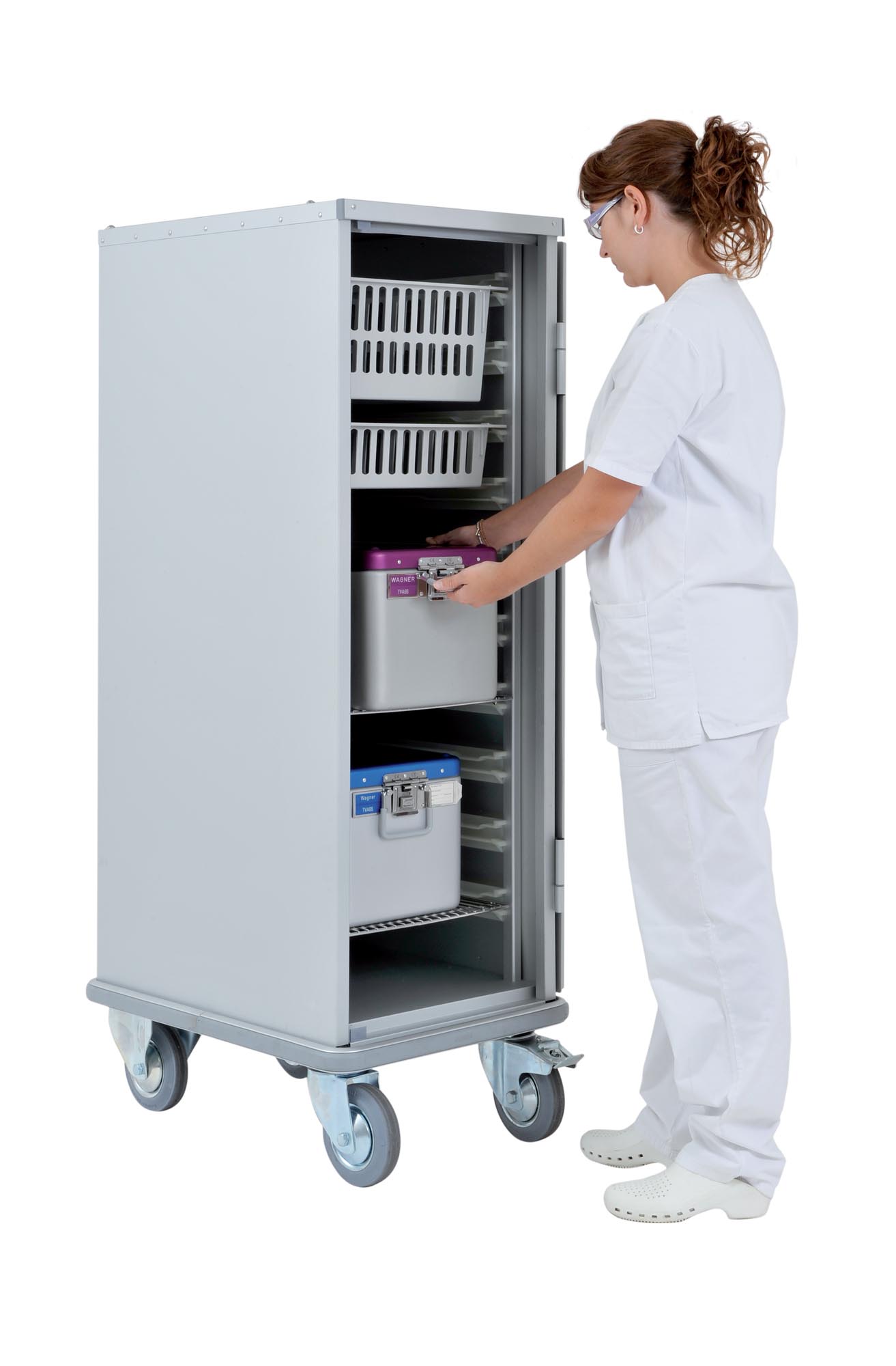 Carucior tip dulap pentru recipiente materiale sanitare 2170 CR ISO-NORM 400 x 600 - ALVI