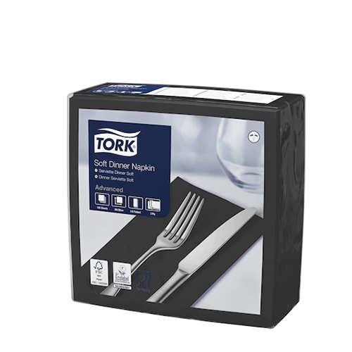 Servetele de masa Dinner 3 straturi 39 x 39 cm 100 buc. alb - Tork negru 