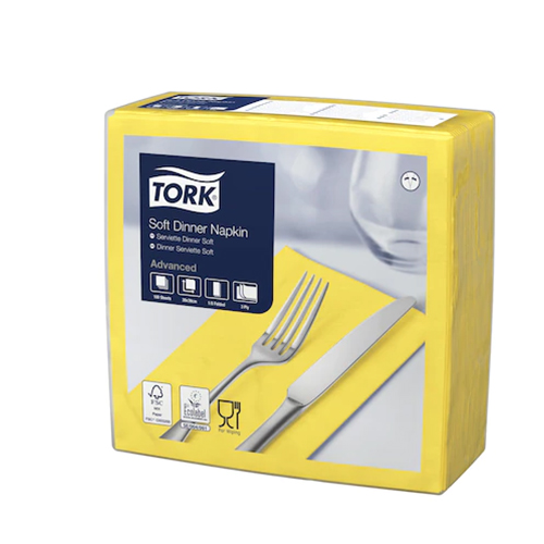 Servetele de masa Dinner 3 straturi 39 x 39 cm 100 buc. alb - Tork galben lamaie 