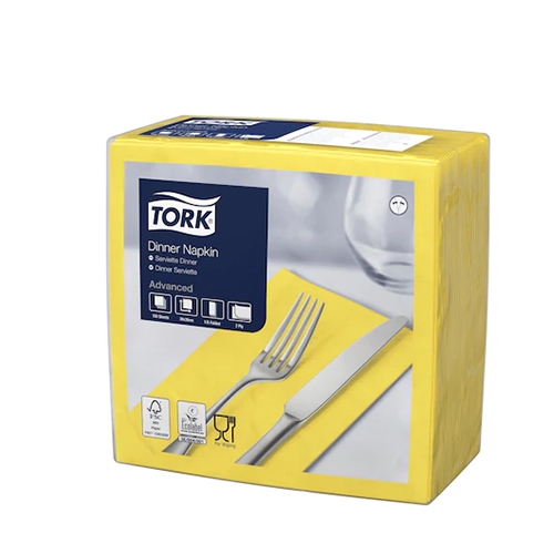 Servetele de masa Dinner impaturite 1/8 - 39 x 39 cm, alb - Tork galben lamaie 