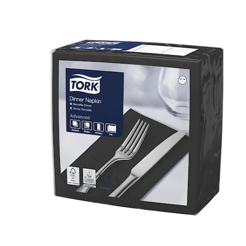 Servetele de masa Dinner impaturite 1/8 - 39 x 39 cm, alb - Tork negru 