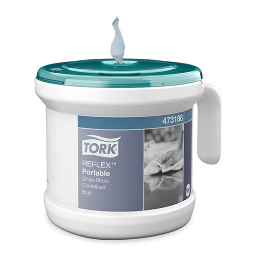 Dispenser portabil pentru role cu derulare centrala, refill hartie albastra, Reflex - Tork