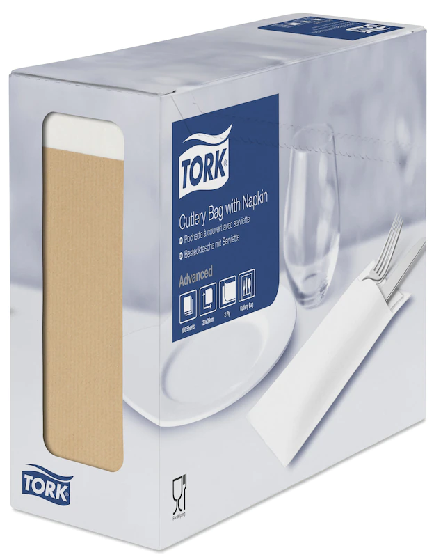 Suport tacamuri cu servetel 39 x 23 cm, albastru - Tork bej 