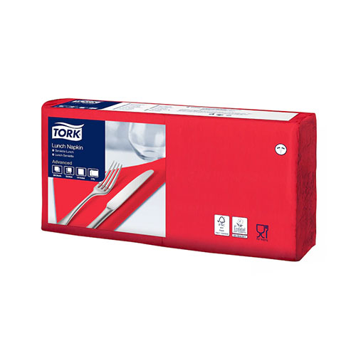 Servetele de masa, 1/4, 33 x 33 cm, Lunch , Alb - Tork rosu 
