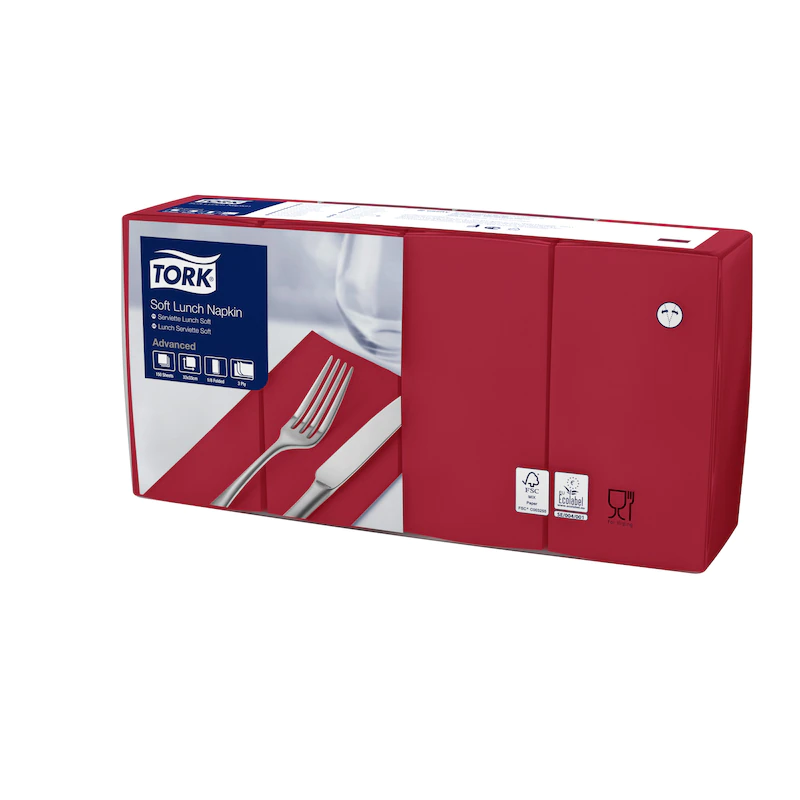 Servetele de masa in 3 straturi 33 x 33 cm, alb - Tork Lunch bordo 