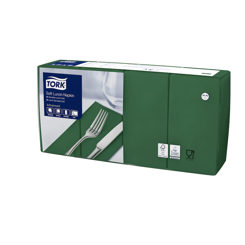 Servetele de masa in 3 straturi 33 x 33 cm, alb - Tork Lunch verde 