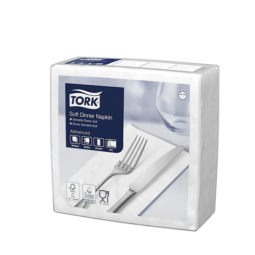 Servetele de masa Dinner 3 straturi 39 x 39 cm 100 buc. alb - Tork