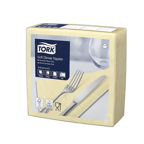 Servetele de masa 3 straturi Dinner 39 x 39 cm 100 buc 1/4,maro - Tork galben sampanie 