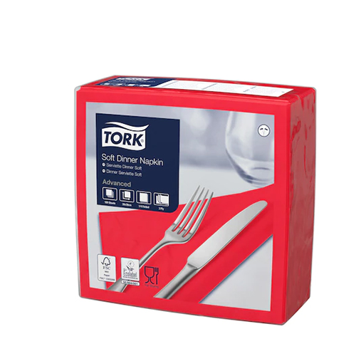 Servetele de masa 3 straturi Dinner 39 x 39 cm 100 buc 1/4,maro - Tork rosu 