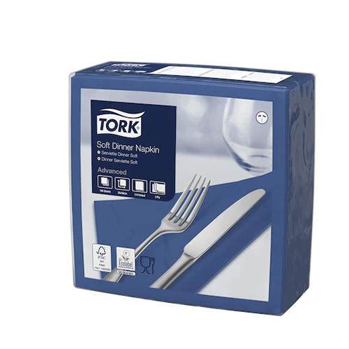 Servetele de masa 3 straturi Dinner 39 x 39 cm 100 buc 1/4,maro - Tork albastru inchis 