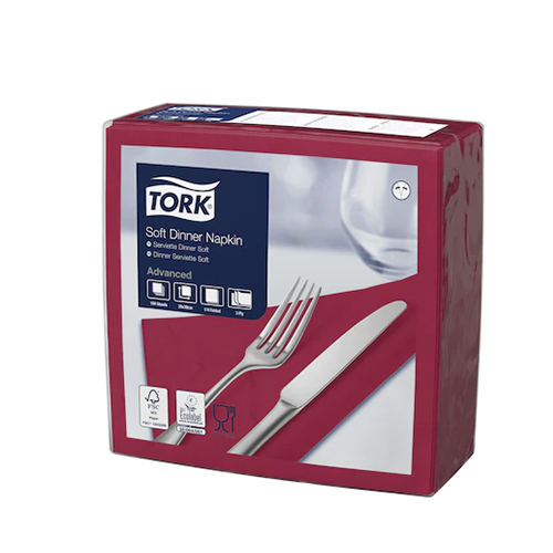 Servetele de masa 3 straturi Dinner 39 x 39 cm 100 buc 1/4,maro - Tork bordo 