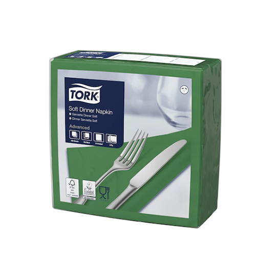 Servetele de masa 3 straturi Dinner 39 x 39 cm 100 buc 1/4,maro - Tork verde 