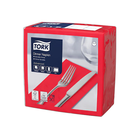 Servetele de masa Dinner impaturite 1/8 - 39 x 39 cm, alb - Tork rosu 
