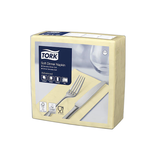 Servetele de masa Dinner 3 straturi 39 x 39 cm 100 buc. alb - Tork galben sampanie 