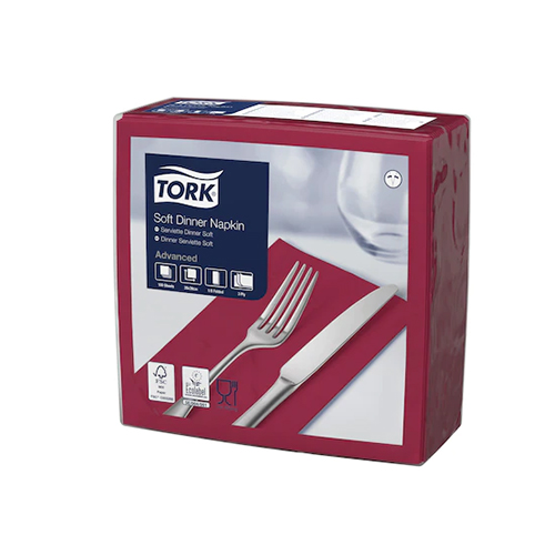 Servetele de masa Dinner 3 straturi 39 x 39 cm 100 buc. alb - Tork bordo 