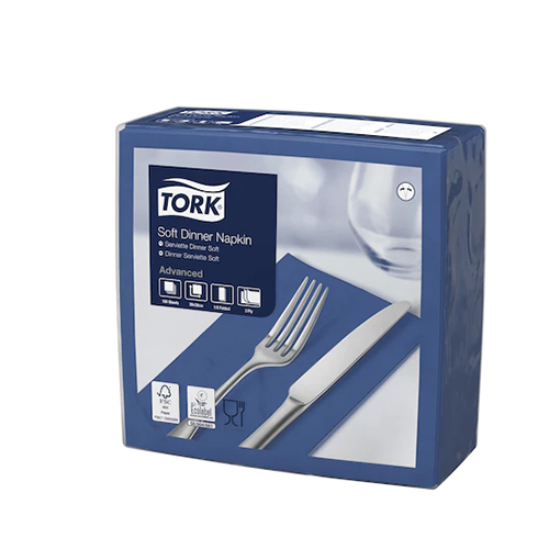 Servetele de masa Dinner 3 straturi 39 x 39 cm 100 buc. alb - Tork albastru inchis 