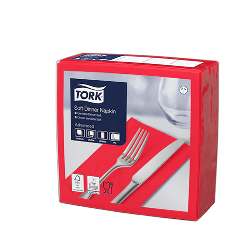 Servetele de masa Dinner 3 straturi 39 x 39 cm 100 buc. alb - Tork rosu 
