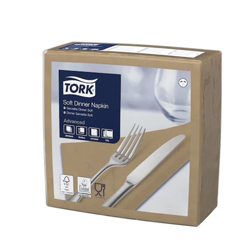 Servetele de masa 3 straturi Dinner 39 x 39 cm 100 buc 1/4,maro - Tork