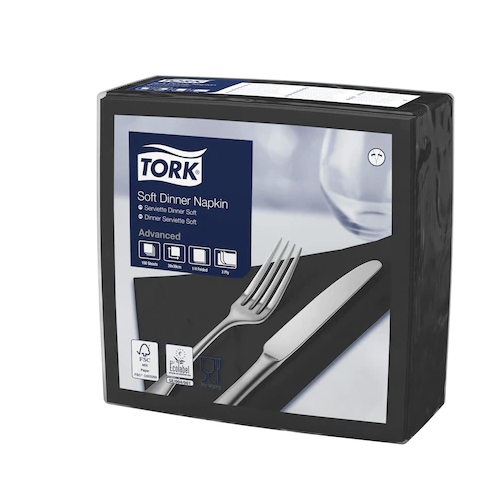 Servetele de masa 3 straturi Dinner 39 x 39 cm 100 buc 1/4,maro - Tork negru 