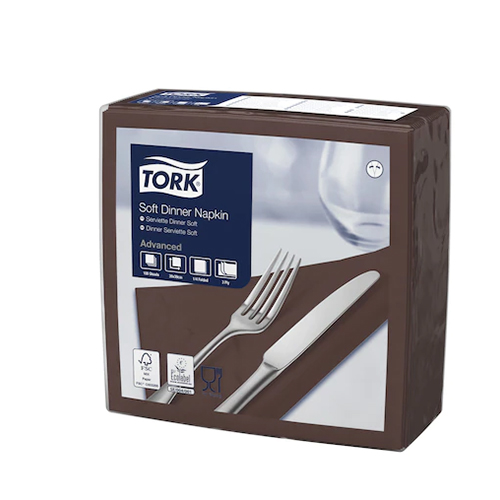 Servetele de masa 3 straturi Dinner 39 x 39 cm 100 buc 1/4,maro - Tork maro inchis 