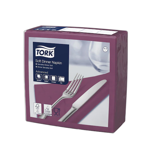 Servetele de masa 3 straturi Dinner 39 x 39 cm 100 buc 1/4,maro - Tork violet 