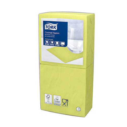 Servetele de masa cocktail 24 x 24 cm , alb - Tork lime 
