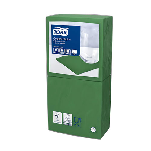 Servetele de masa cocktail 24 x 24 cm , alb - Tork verde 