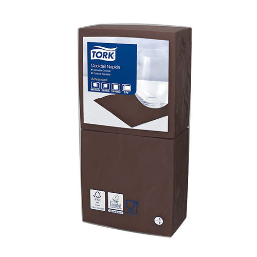 Servetele de masa cocktail 24 x 24 cm , alb - Tork maro inchis 