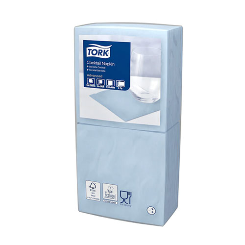 Servetele de masa cocktail 24 x 24 cm , alb - Tork albastru 