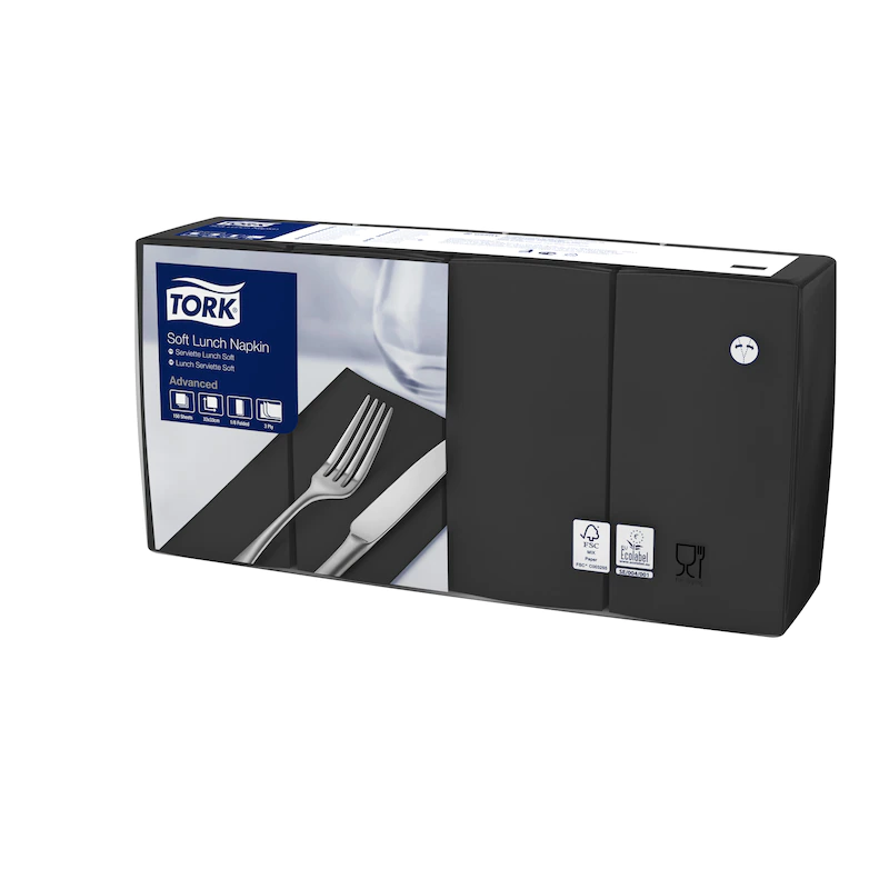 Servetele de masa in 3 straturi 33 x 33 cm, alb - Tork Lunch negru 