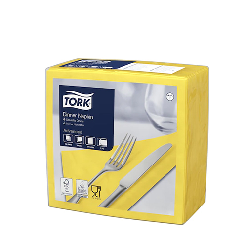 Servetele de masa Dinner 2 straturi 39 x 39 cm, alb - Tork galben lamaie 