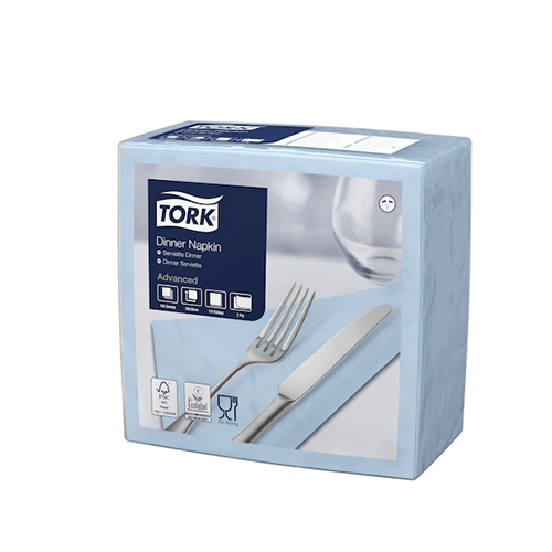 Servetele de masa Dinner 2 straturi 39 x 39 cm, alb - Tork albastru 
