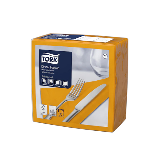 Servetele de masa Dinner 2 straturi 39 x 39 cm, alb - Tork portocaliu 