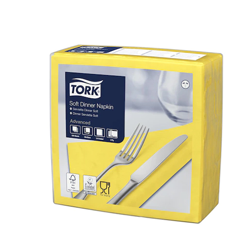 Servetele de masa 3 straturi Dinner 39 x 39 cm 100 buc 1/4,maro - Tork galben lamaie 