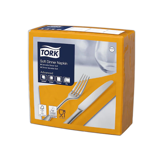 Servetele de masa 3 straturi Dinner 39 x 39 cm 100 buc 1/4,maro - Tork portocaliu 