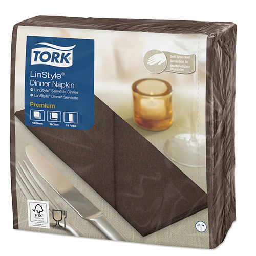 Servetele de masa Premium 39x39 1/8, LinStyle alb - Tork maro 