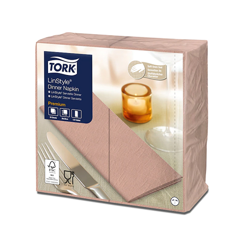 Servetele de masa Premium 39x39 1/8, LinStyle alb - Tork roz 