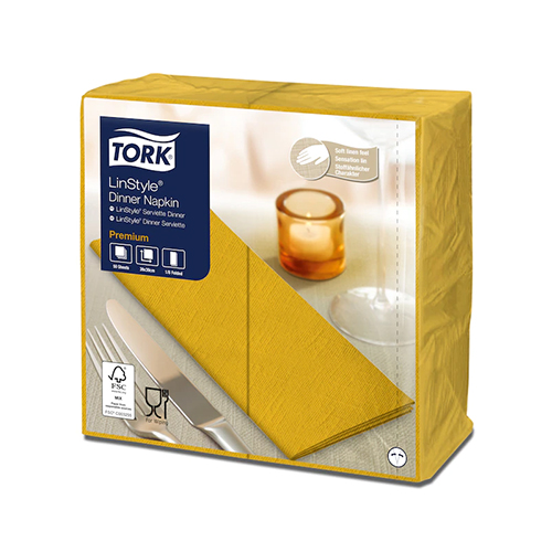 Servetele de masa Premium 39x39 1/8, LinStyle alb - Tork galben 