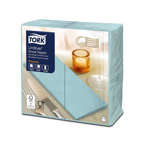 Servetele de masa Premium 39x39 1/8, LinStyle alb - Tork albastru 