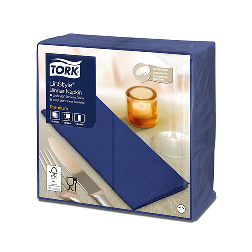 Servetele de masa Premium 39x39 1/8, LinStyle alb - Tork albastru inchis 