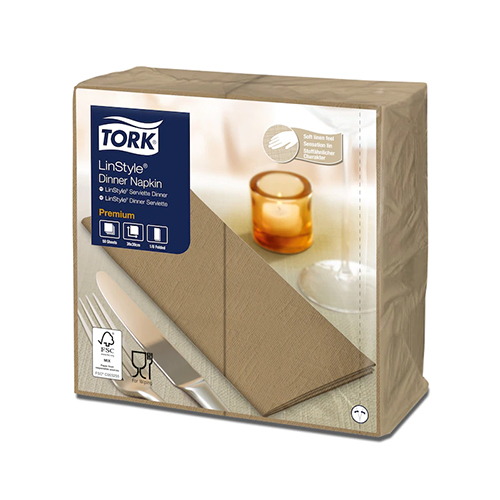 Servetele de masa Premium 39x39 1/8, LinStyle alb - Tork natural 