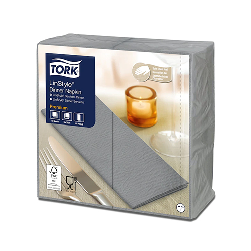 Servetele de masa Premium 39x39 1/8, LinStyle alb - Tork gri 
