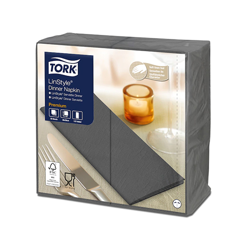 Servetele de masa Premium 39x39 1/8, LinStyle alb - Tork antracit 